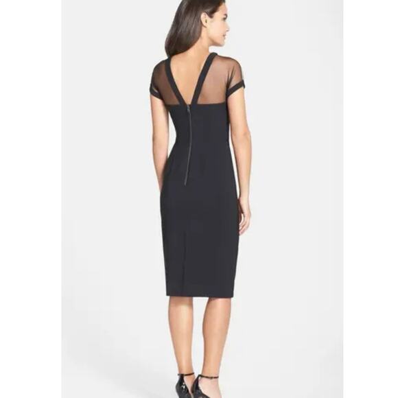 Maggy London Women's Black Mesh Illusion Short Sleeve Dress Size 2 NWT - Picture 4 of 10